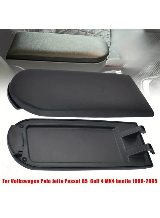 Black Smooth Surface Central Armrest Cover Storage Box Cover For Jetta Golf 4 Passat B5 1998 2005 - Image 1